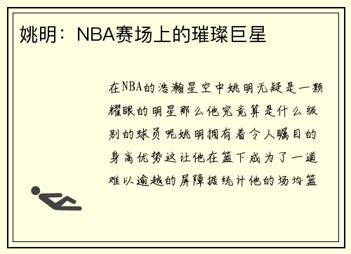 姚明：NBA赛场上的璀璨巨星